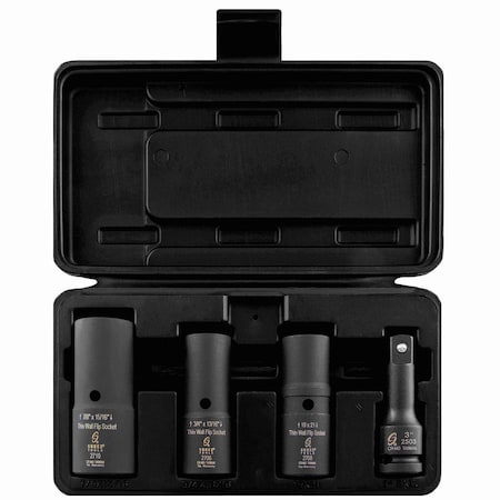 Sunex 1/2 in Drive Sae & Metric 6 Point Flip Thin Wall 4-Piece Impact Socket Set 2724