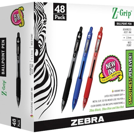 Zebra Pen Pen, Zgrip, Bp, Rt, 1.0, Ast, 4Dz, PK48 22048