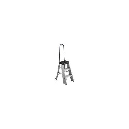 Louisville Step Stool, 3 Steps, 3.3 ft Overall Height, Aluminum, Silver AY8003-S55S56