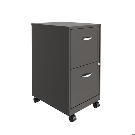 Space Solutions 14.25 in W 2 Drawer Mobile Vertical File Cabinet, Metallic Charcoal 22616
