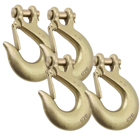 Mytee Products G70 1/2 in Clevis Slip Hook w/ Latch 11300 # WLL Trailer Safety Chain Hook, 4PK GH12-Lx4