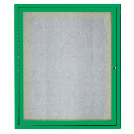 Aarco Outdoor Illuminated Enclosed Bulletin Board w/ Al Frame, Powder Coated Green, 36''Hx30''W ODCC3630RIG