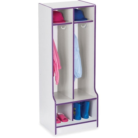 Jonti-Craft Rainbow Accents 2 Section Coat Locker with Step, Purple 4682JCWW004