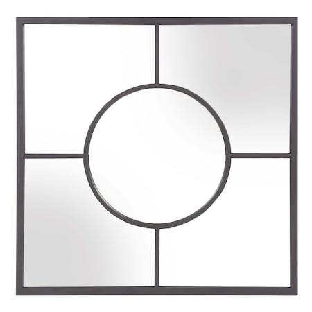 Homeroots 24" Graphite Metal Square Framed Accent Mirror 401205