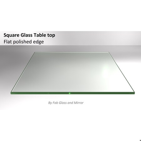 Fab Glass And Mirror 16in in Square 1/4in Thick Flat Polished Tempered Eased Corners Glass Table Top, 16inch, Clear 16SQR6THFLTE