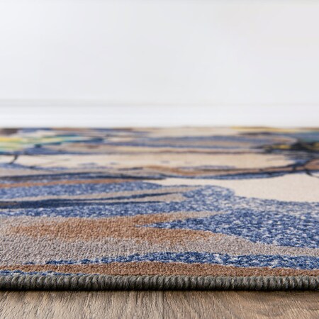 World Rug Gallery Modern Bright Flowers Non-Slip Area Rug 4 ft x 6 ft Cream 503CREAM4X6