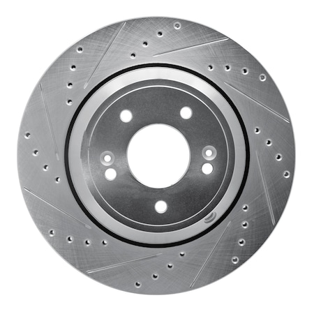 Dynamic Friction Co DFC Brake Rotor - Drilled and Slotted - Silver 631-03056L
