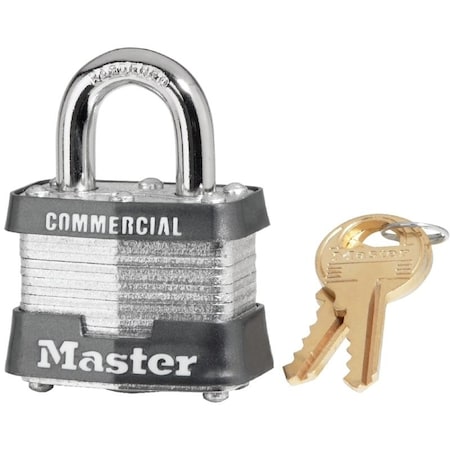 Master Lock 3KA 3202 Padlock, Keyed Alike Key, Open Shackle, 9/32 in Dia Shackle, 3/4 in H Shackle, Steel Shackle 3KA3202