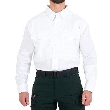First Tactical Long Sleeve Shirt, 35% Cotton, 65% Polyester, Button, 4 Pocket(s), White, L 111006