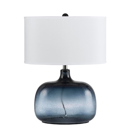 Homeroots 24" Dark Blue Glass Table Lamp With White Novelty Shade 524687