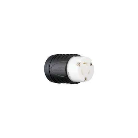 Pass & Seymour Locking Connector, Black & White, 2-Pole/3-Wire, 20A, 125-Volt L520CCCV3