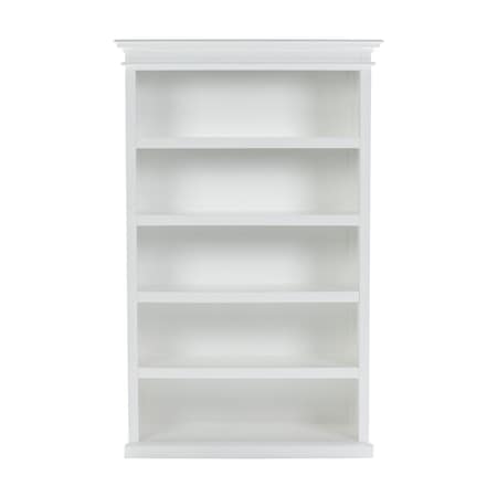 Homeroots 77" Antiqued White Solid Wood Five Tier Bookcase 523195