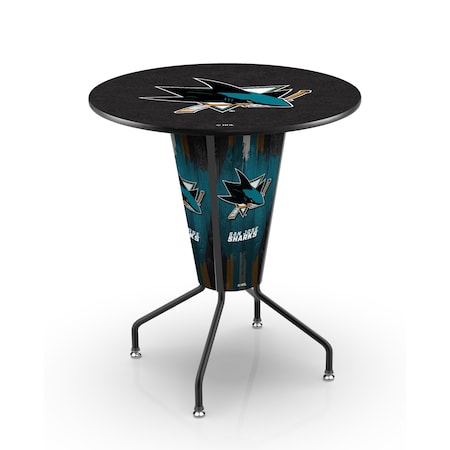 Holland Bar Stool Co Lighted 42" Black San Jose Sharks Pub Table L218B42SJShar36RSJShar
