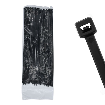 Cable Ties Unlimited Heat Stabilized Cable Tie, 14 in L, 40 lb Strength, 4 in Max Bundle Dia, Nylon, UV-Res, Blk, 100PK HS14-40-C