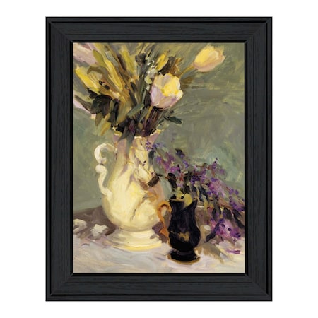 Homeroots Tulips a Lavender Black Framed Print Wall Art 529971