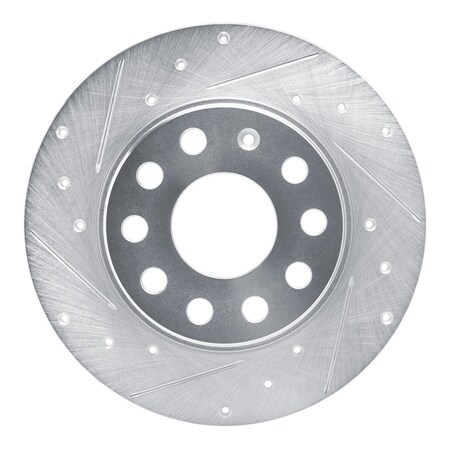 Dynamic Friction Co DFC Brake Rotor - Drilled and Slotted - Silver 631-74059L