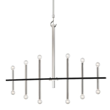 Mitzi Colette 12 Light Chandelier 5.5 In. Polished Nickel/Black H296812-PN/BK