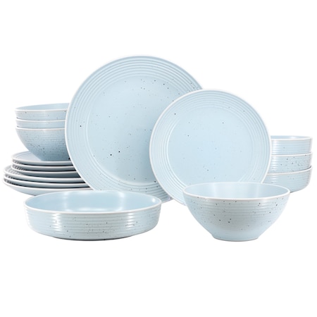 Elama Emilia 16 Piece Double Bowl Stoneware Dinnerware Set in Light Blue ELM-EMILIA-LB