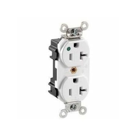 Leviton Lev-Lok Extra Heavy Duty Hospital Grade Duplex Receptacle, 20 Amp, 125 Volt M8300-PLW