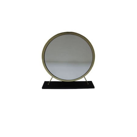 Homeroots 19" Brass Round Metal Framed Freestanding Mirror 485937