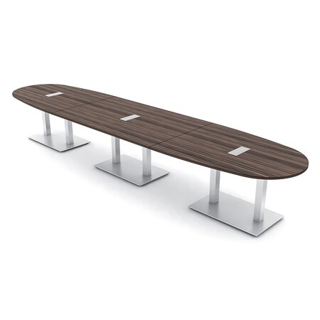 Skutchi Designs Boval Conference Table With Power Unit, 48 in W, 192 in L, Brown HAR-BOVL-48X192-DOU-H3041-ESIL