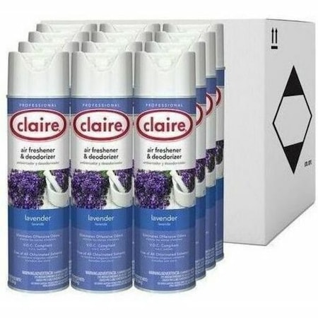 Claire Aerosol Air Freshener and Deodorizer, Lavender, 10 oz Aerosol Spray, 12PK CL191