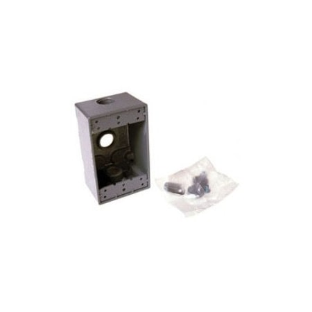 Bell Outdoor Weatherproof Electrical Box, 1 Gang, 3/4 in Hub Size, 3 Inlets, 4.5 in L, 2.75 in W, Aluminum, Gray 5324-0
