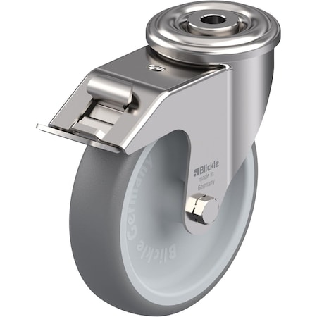 Blickle SS, Kingpin Swivel Caster, TPR, 5", Brake LEXR-TPA 127G-FI
