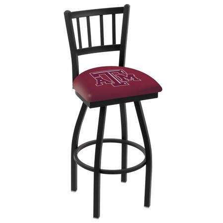 Holland Bar Stool Co 36" Blk Wrinkle Texas A&M Swivel Bar Stool, Jailhouse Back L01836TexA-M
