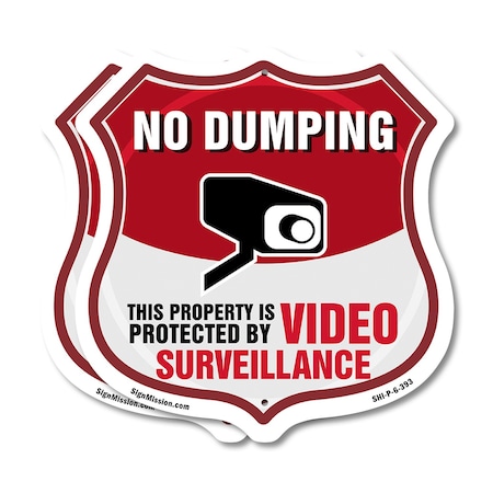 Signmission No Dumping Shield Sign This Property Is, 6 inch X 6 inch, Plastic Sign, 2PK SHI-P-2PACK-6-393