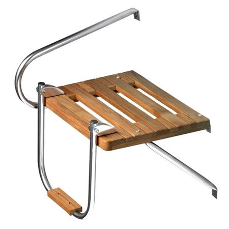 Newalthlete Teak Swim Platform with Ladder for Outboard Motors - White NE2928850