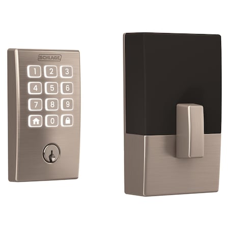 Schlage Arrive Satin Nickel Steel Wi-Fi Deadbolt with Century Trim BE459WBVCEN619
