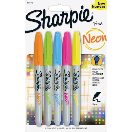 Sharpie Neon Blue, Neon Green, Neon Orange, Neon Pink, Neon Yellow Marker Set, 5 PK 1860443