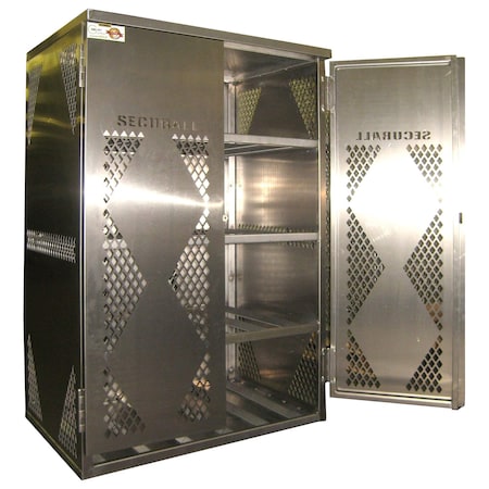 Securall 12 Cylinder Vertical Aluminum LP & Oxygen Gas Storage Cabinet, 20 or 33 Lb, Standard 2-Door LP12S-VERTICAL