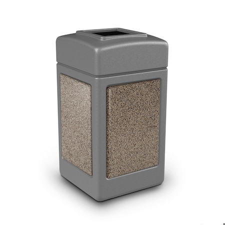 Commercial Zone Products 42-gallon StoneTec Square Open-Top, Gray w/ Riverstone 720345K