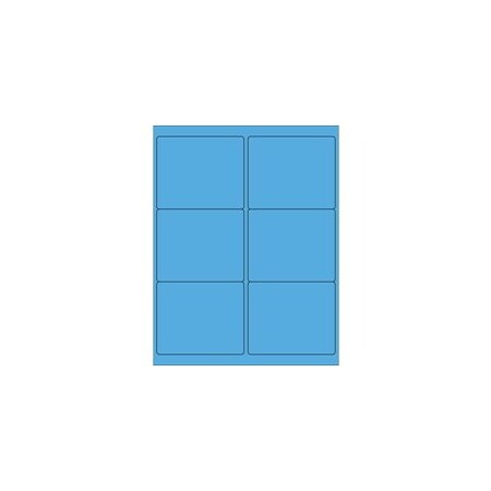 Bubblefast 4 x 3 1/3'' Fluorescent Bright Blue Rectangle Laser Labels-6 Labels per Sheet BFLL180BB