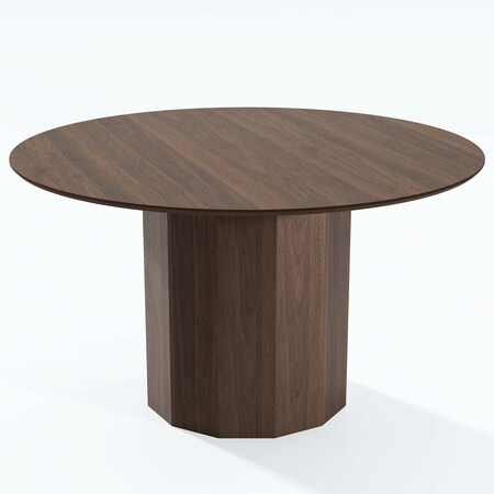 Homeroots 52" Brown Wood Pedestal Base Round Top Dining Table 720954