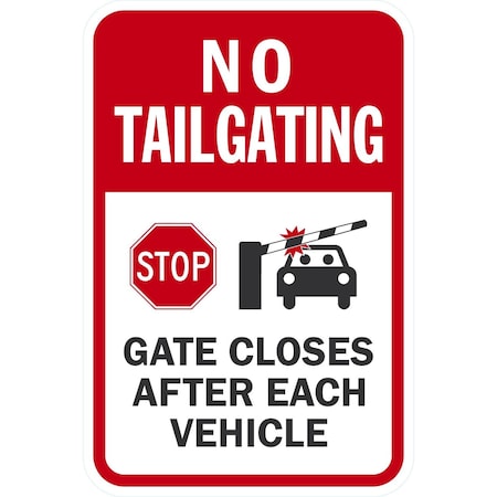 Lyle Stop Gate Closes After Each Vehicle, 12x18, Engineer Grade, White G-3416-EG_12x18