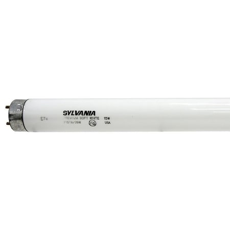 Sylvania Fluorescent Bulb, 15 W, T8 Lamp, Medium Lamp Base, 810 Lumens, 3000 K Color Temp, Soft White Light 21656
