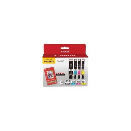 Canon PGI-250/CLI-251 Original Inkjet Ink Cartridge/Paper Kit - Combo Pack - Pigment Black, Cyan, 4PK 250BK/CLI251