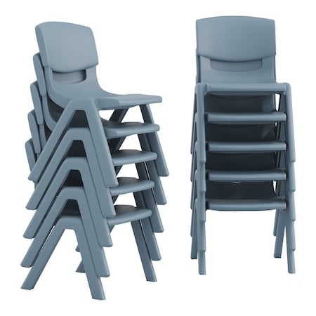 Flash Furniture Plastic Stacking School Chairs with 10.5 in Seat Height in Dusty Blue, 10PK 10-YU-YCX-003-DSTYBL-GG