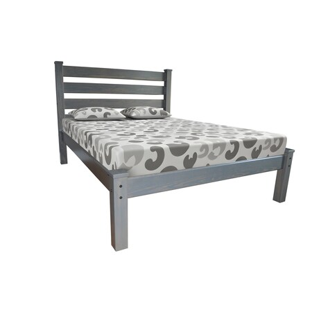 Homeroots Gray Solid Wood Full Bed Frame 546753