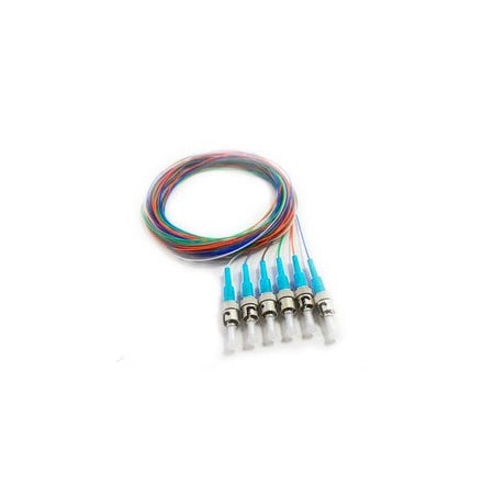 Cable Wholesale Fiber Pigtail, MM, OM3, 6 Fiber, ST/PC, 3M, Aqua Boot 15F1-41006