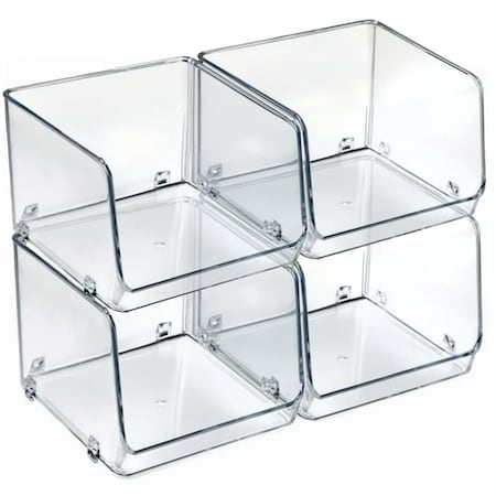 Azar Displays Small Clear Stackable Bin, 2PK 556720-2PK