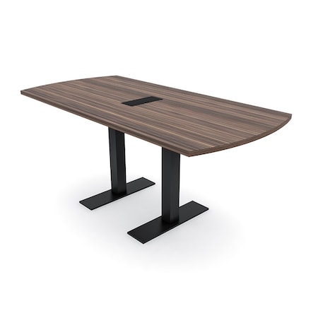 Skutchi Designs 6ft Conference Table W/ Power Unit | 6 Person Modular Arc Rectangle Meeting Table | Harmony Series HAR-AREC-36X72-T.BK-H3041-EBLK