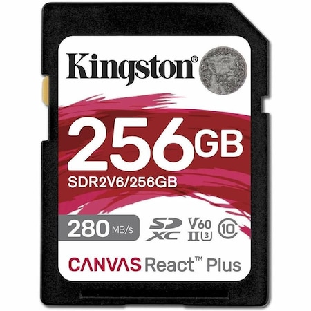 Kingston 256GB CANVAS REACT PLUS SDXC UHS-II 280R/150W U3 V60 FOR FULL HD/4K SDR2V6/256GB