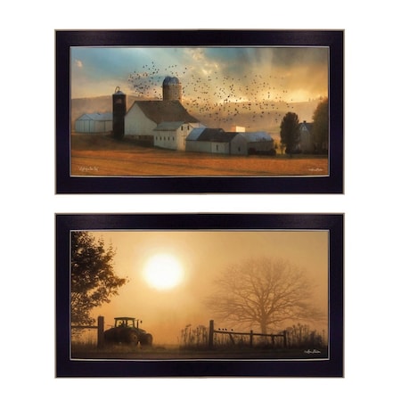 Homeroots Set Of Two Light of a New Day 1 Black Framed Print Wall Art, 2PK 405892