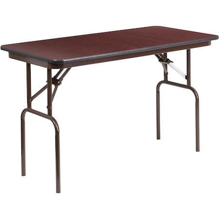 Flash Furniture Rectangle Folding Table, Laminate Top, Wood Grain YT-2448-MEL-WAL-GG
