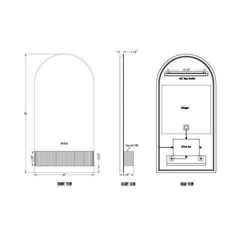 Euf Erabel, Mirror, 24"X48", Matte Black, Black Resin, Arch 50820-016