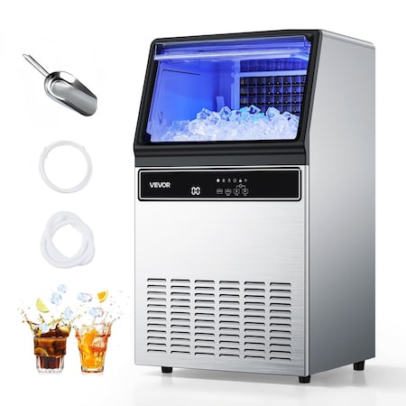 Vevor 130Lbs/24H Commercial Ice Machine with 33Lbs Storage for Bar & Restaurant IMC9000F-UL